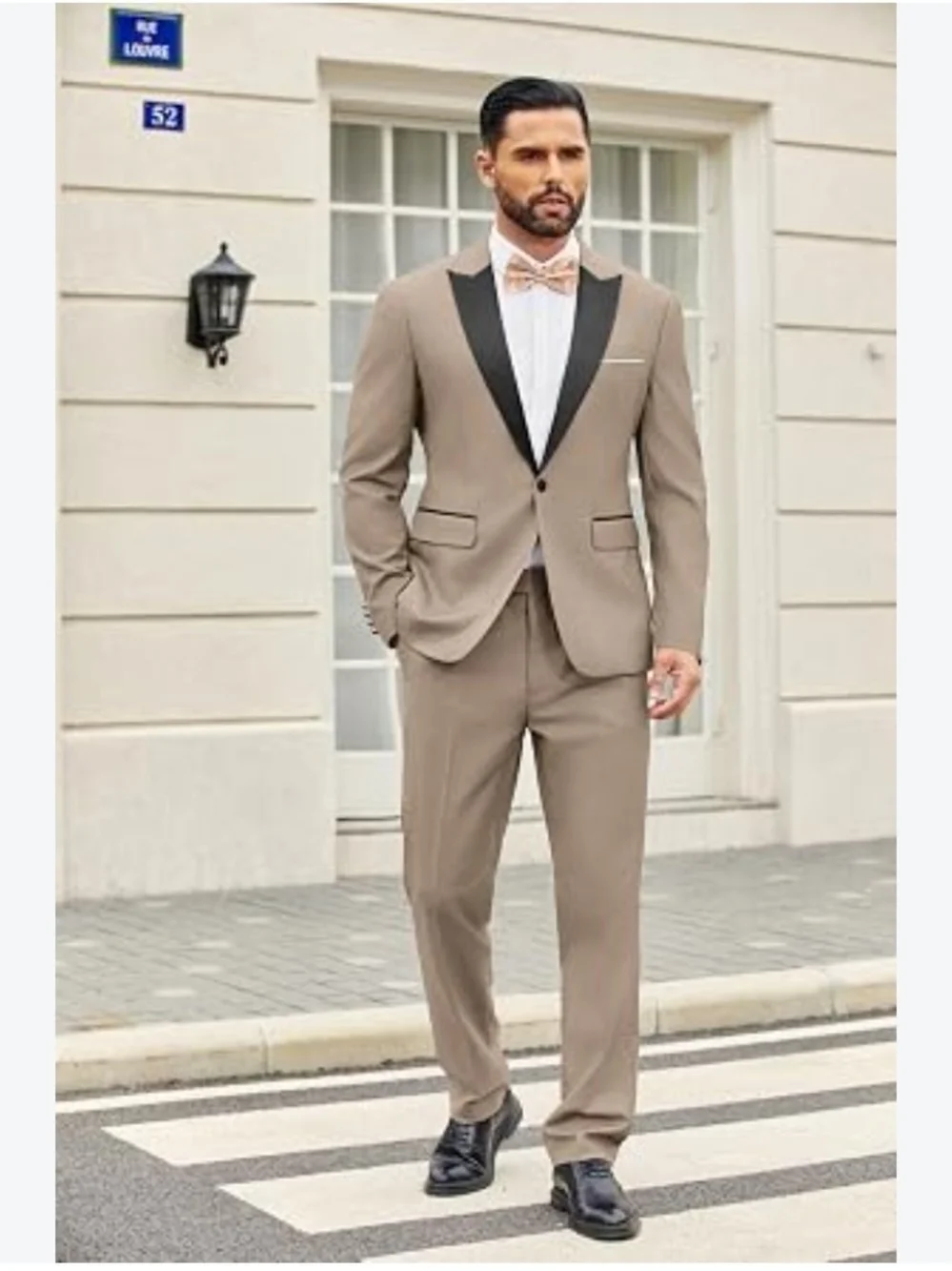 Coofandy Tan & Black 2 Piece Tuxedo Suit Size XL NWT
